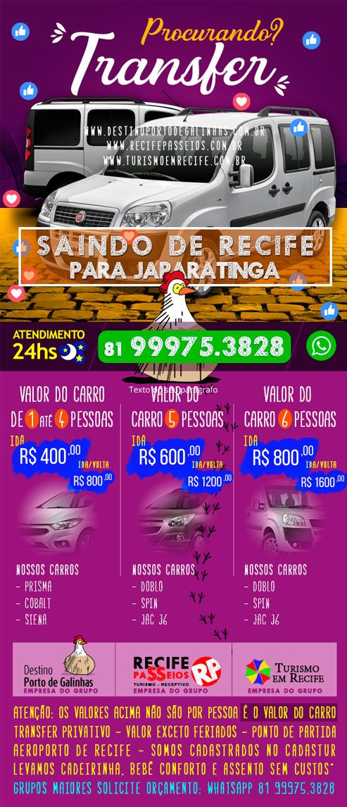 Agende seu transfer para Japaratinga